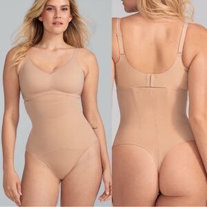 Honeylove Super Power Thong Sand S High Waisted Shapewear